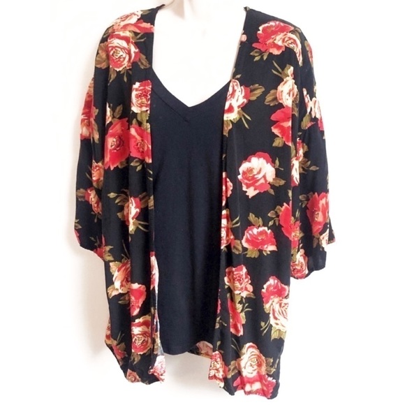 🆕 Floral lightweight 3/4 sleeve open cardigan - Picture 1 of 8